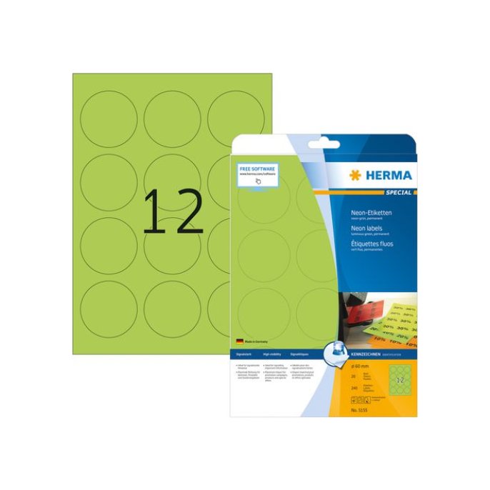 HERMA ILC Etiket Rond 60 mm Groen (pak 240 stuks)