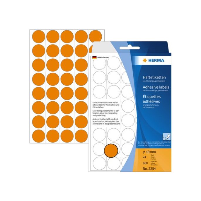 HERMA Markeer etiket Diameter 19 mm licht oranje (pak 960 stuks)