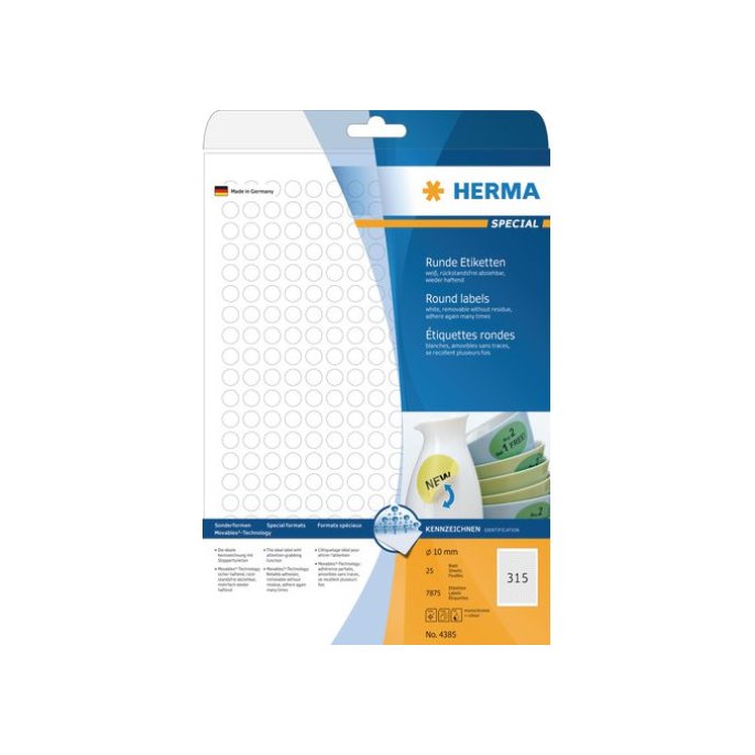 HERMA Markeer etiketten Diameter 10 mm wit (pak 7875 stuks)