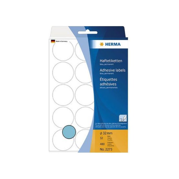 HERMA Markeer punten diameter 32 mm rond blauw (pak 480 stuks)