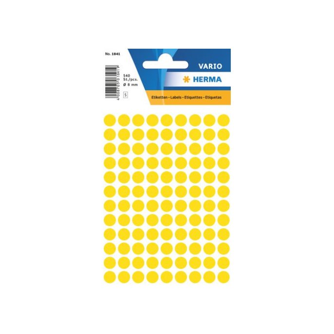 HERMA Markeer punten diameter 8 mm rond geel (pak 540 stuks)