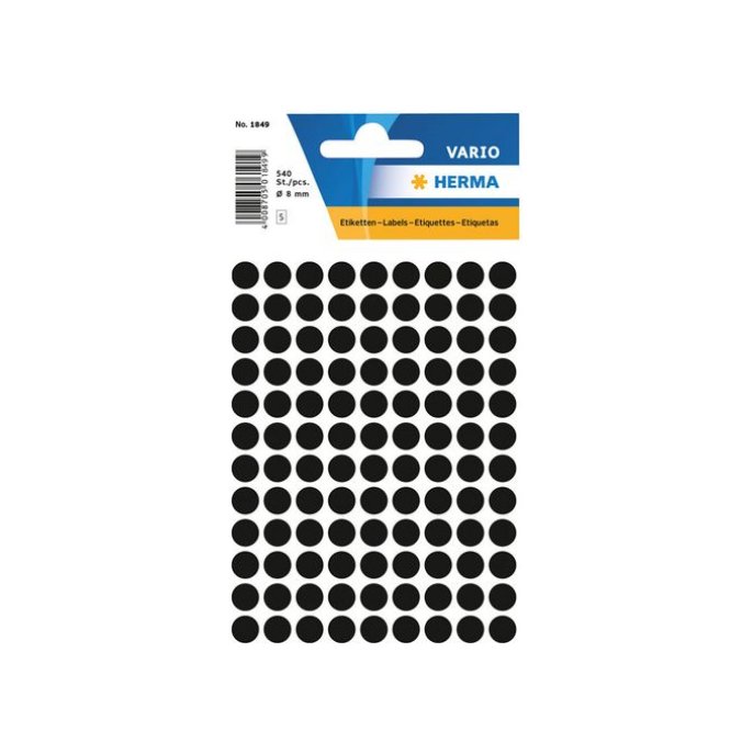 HERMA Markeer punten diameter 8 mm rond zwart (pak 540 stuks)