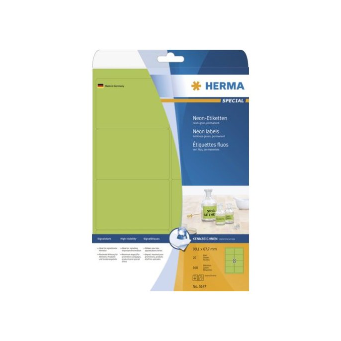 HERMA Neon etiketten 99x68mm neon-groen (pak 160 stuks)