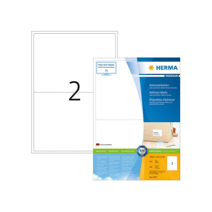 HERMA PREMIUM etiketten met ronde hoeken 1996x1435 mm 4249 (pak 200 stuks)