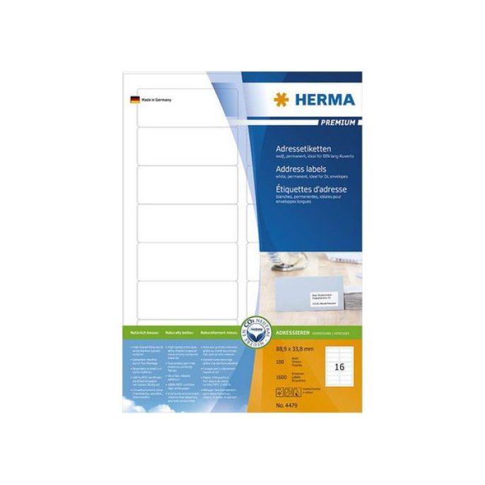 HERMA PREMIUM etiketten met ronde hoeken 889x338 mm (pak 1600 stuks)