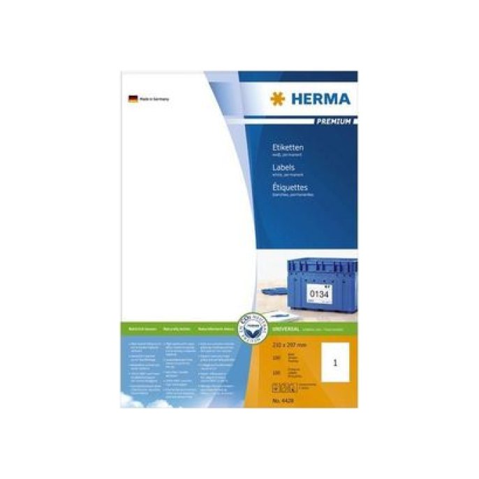 HERMA Premium permanent papieretiket 210 x 297 mm 100 vellen 1 etiket per A4-vel wit (pak 100 stuks)