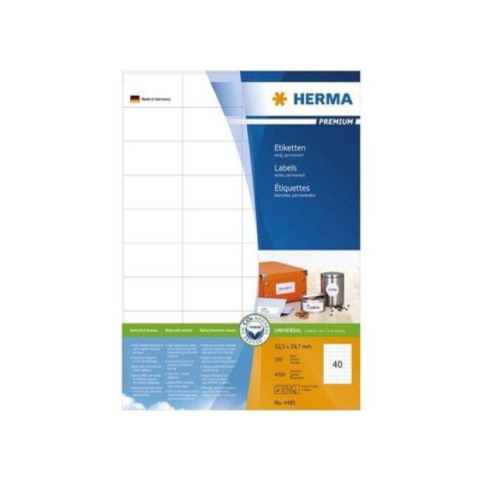 HERMA Premium permanent papieretiket 525 x 297 mm 100 vellen 40 etiketten per A4-vel wit (pak 4000 stuks)