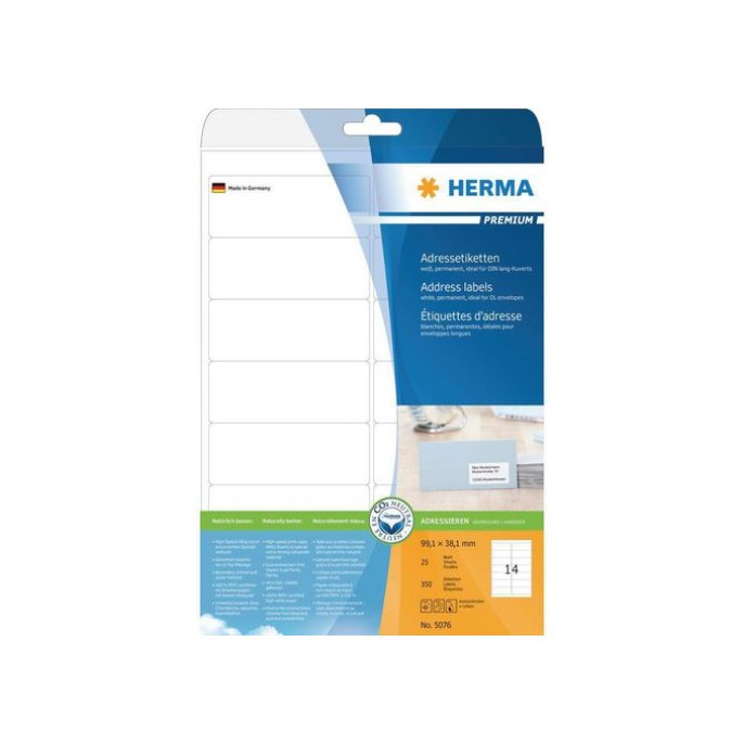 HERMA Premium permanent papieretiket 991 x 381 mm ronde hoek wit (pak 350 stuks)