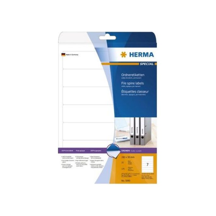 HERMA Rugetiketten 192x38 mm wit (pak 175 stuks)