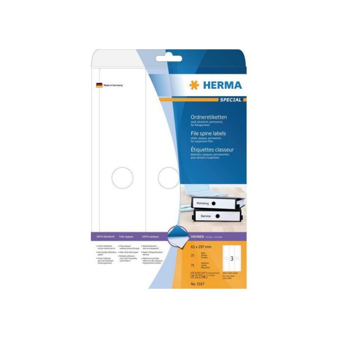 HERMA Rugetiketten 297x63 mm wit (pak 75 stuks)