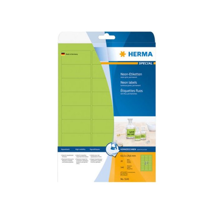 HERMA Special Etiket 63 x 30 mm Fluor Groen (pak 540 stuks)