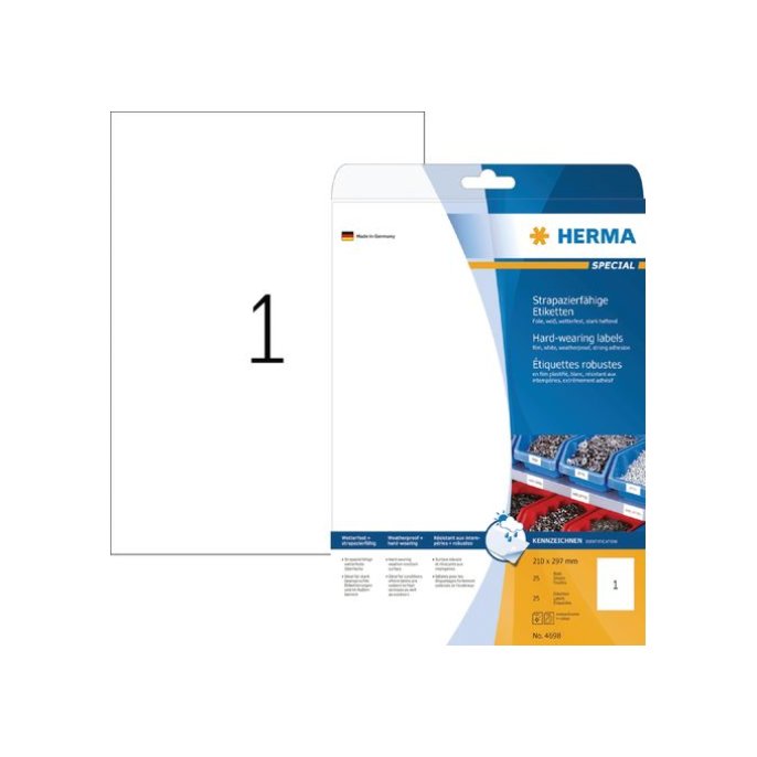 HERMA Weerbestendige folie etiketten 210x297 mm 4698 (pak 25 stuks)