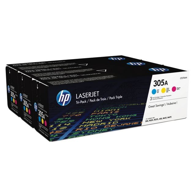 HP 305A / CF370AM Toner Tri-Pack Drie kleuren (pak 3 stuks)