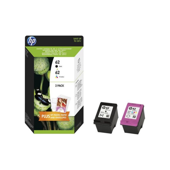 HP 62 Inktcartridge Zwart en kleur (pak 2 stuks)