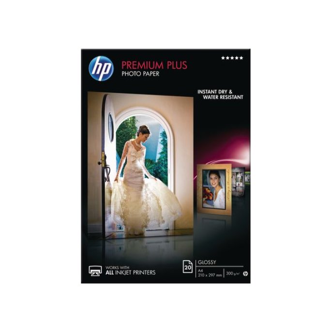 HP Premium Plus Fotopapier voor Inkjet A4 280 g/m² Wit Glanzend 20 vel (pak 20 vel)