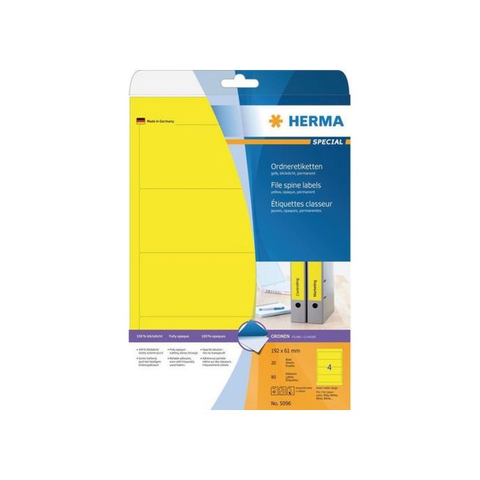 Herma Ordneretiketten 192x61 mm geel (pak 80 stuks)