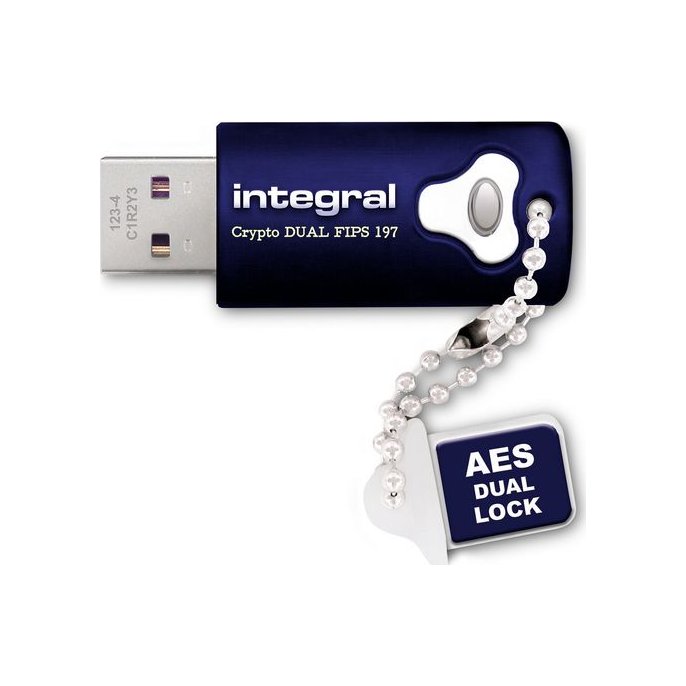 INTEGRAL MEMORY Crypto Dual FIPS 197 USB-Stick 30 256-bits codering 16 GB Blauw