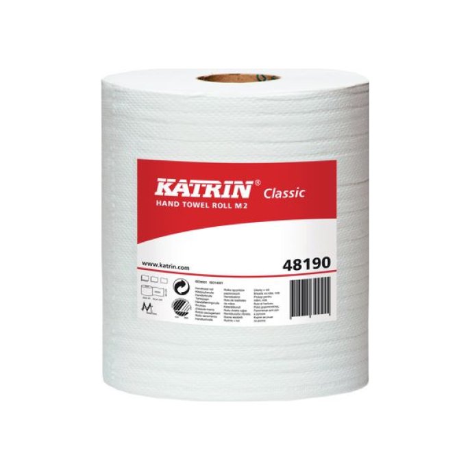 KATRIN CLASSIC Centerfeed Papieren Handdoekrol met huls 2-laags Medium 152 m 400 vel Wit (doos 6 x 400 vel)