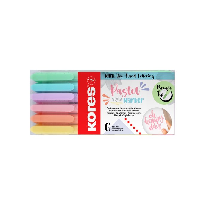 KORES Brushpen Tip Pastel (6 stuks)