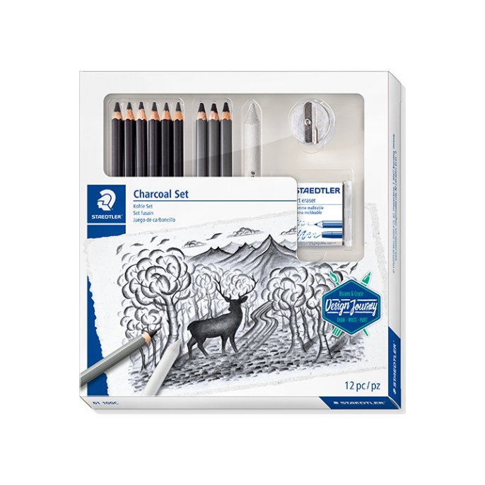 Kleurpotlood STAEDTLER houtskool/set12