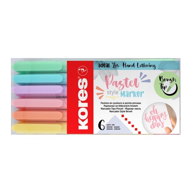 KORES Brushpen Tip Pastel (6 stuks)