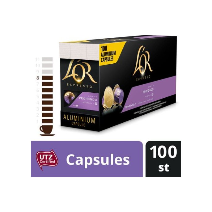 LOR Espresso Profondo UTZ Koffiecapsules 10 x 10 stuks (pak 100 stuks)