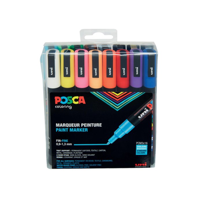 Lakmarker Uni Posca 0.9-1.3mm ass/pk16