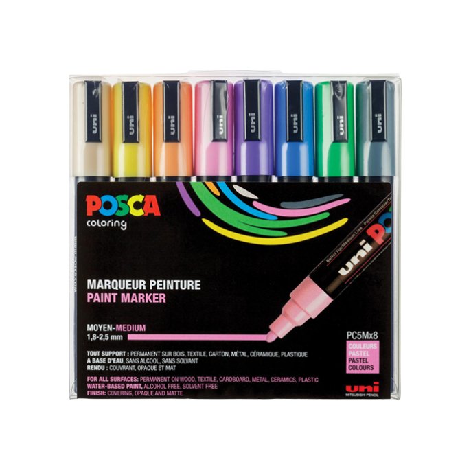 Lakmarker Uni Posca 1.8-2.5mm past/pk8