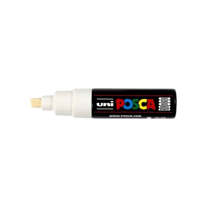 Lakmarker Uni Posca 8mm beitel wit/pk6