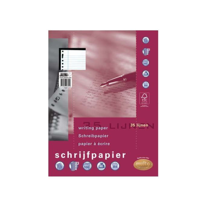 Multo A4 Interieurpapier 80 g/m² 23-gaats Gelinieerd Wit (pak 100 stuks)