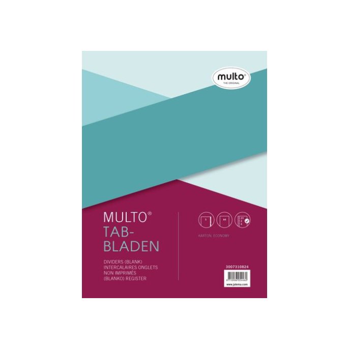 Multo Eco Tabbladen karton 5 tabs A4 assorti