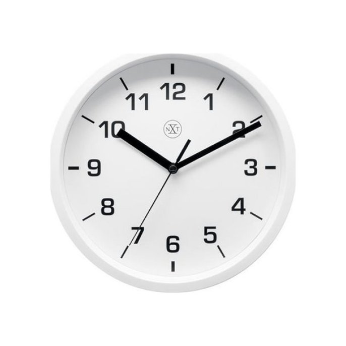 NEXTIME Wandklok NXT rond 20cm kunststof rand wit