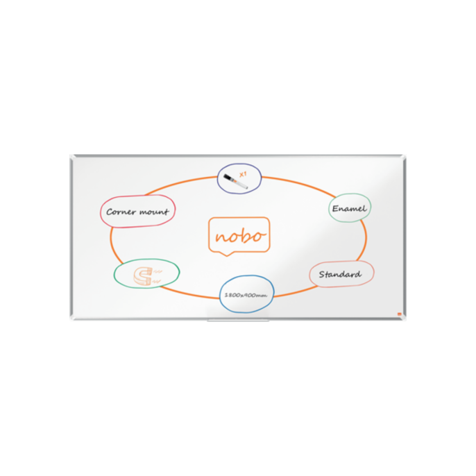 NOBO Premium Plus Magnetisch Whiteboard Emaille 1800 x 900 mm Wit