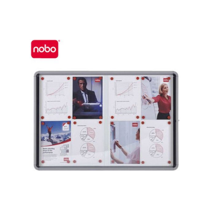 NOBO Vitrine Mededelingenbord 12 x A4 magnetisch BINNEN