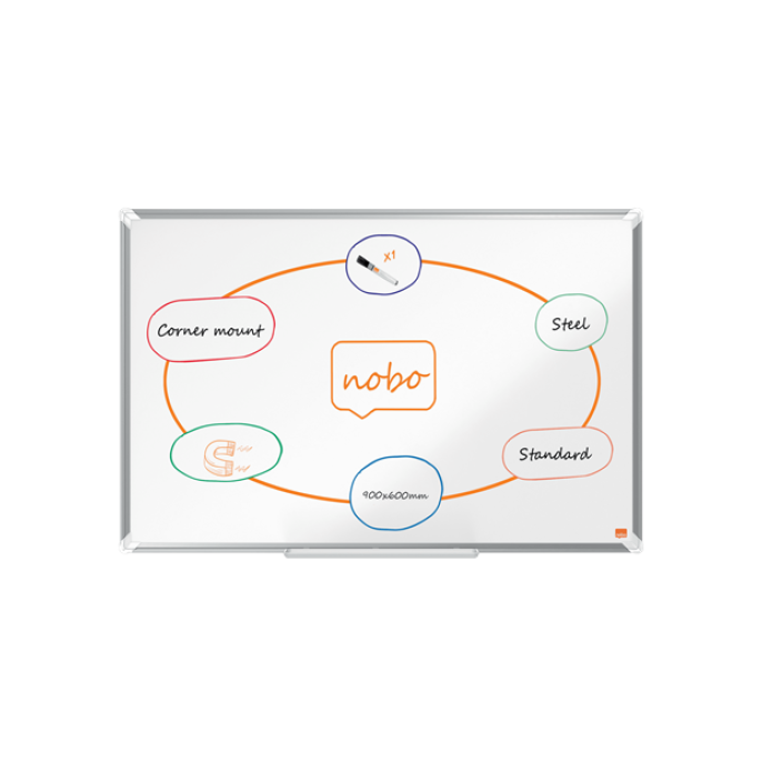 NOBO Whiteboard  Premium Plus Magnetisch Staal 90x60cmm