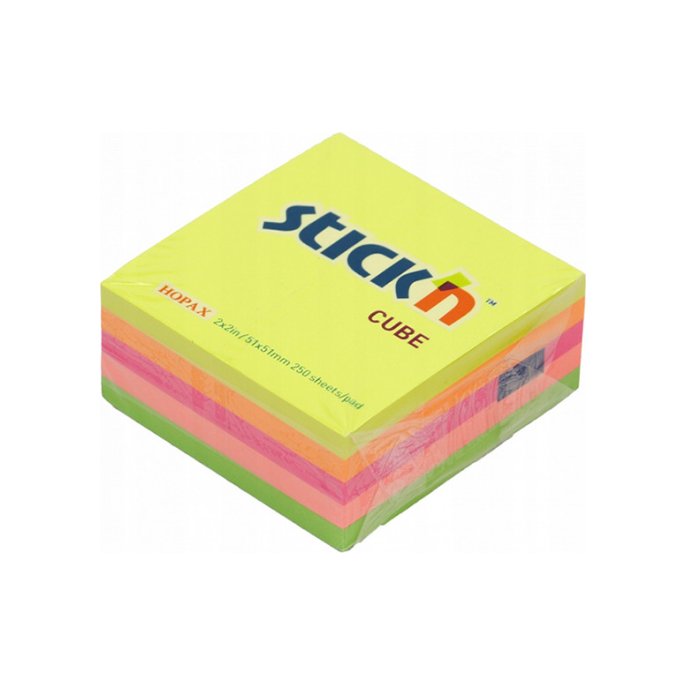 Notitieblok Stickn 51x51mm neon assorti