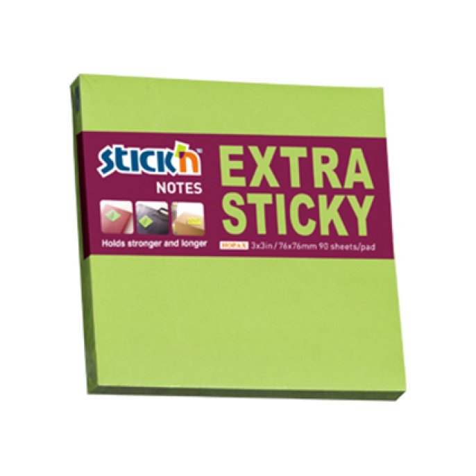 Notitieblok Stickn SS 76x76mm groen/pk6