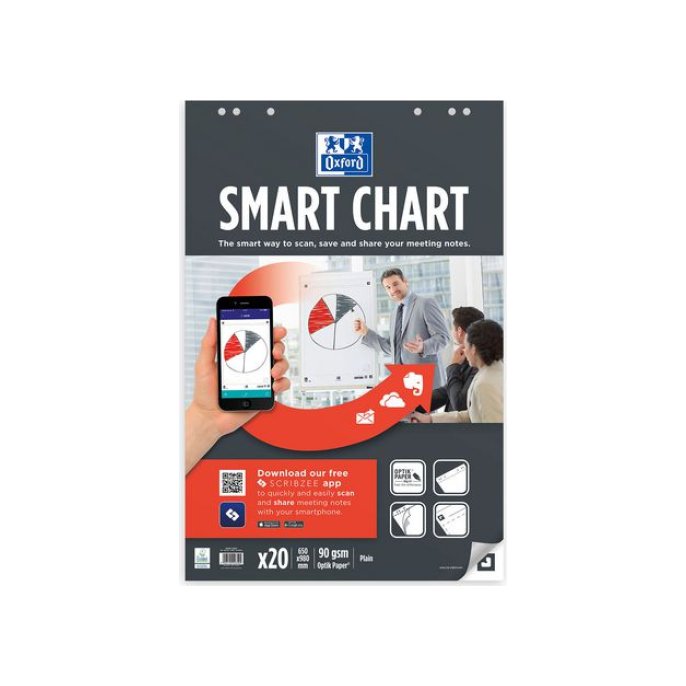 OXFORD SmartChart Flipchart Blok 980 x 650 mm Wit (doos 3 stuks)