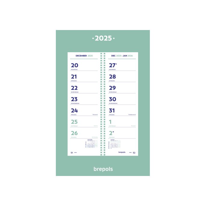 Omlegweekkalender Brepols op schild NL