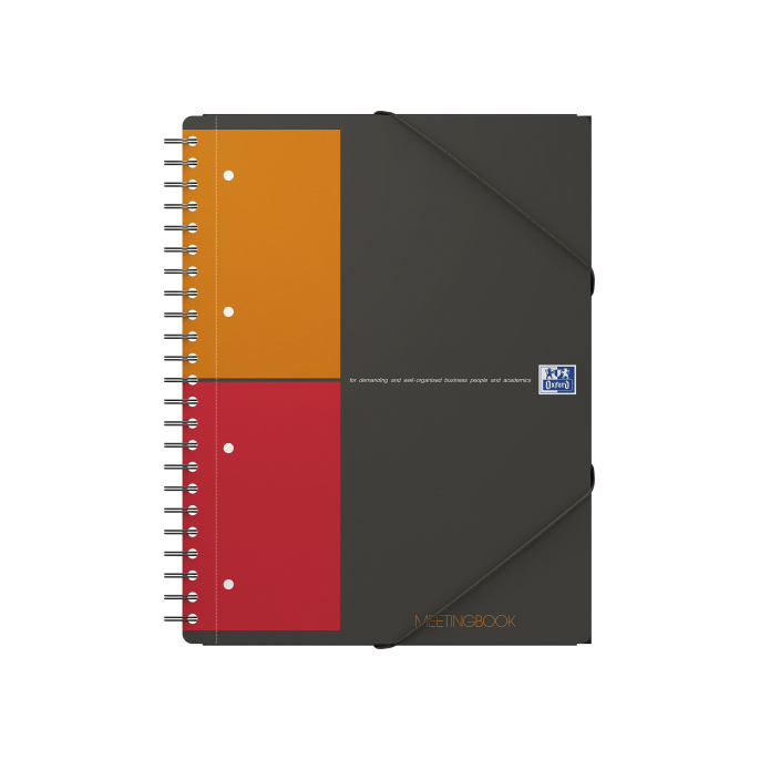 Oxford International Meetingboek A4+. Geruit 5 mm. 4-gaats. Grijs (pak 5 stuks)