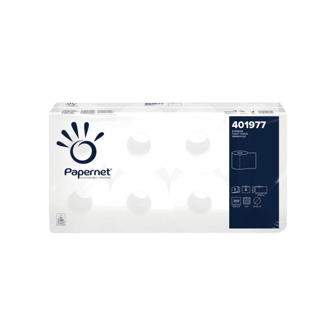 PAPERNET Toiletpapier 3-laags wit (8 rollen)