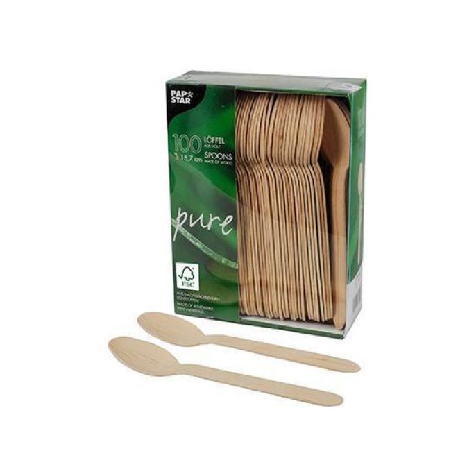 PAPSTAR Pure Houten Lepel 157 mm (pak 100 stuks)