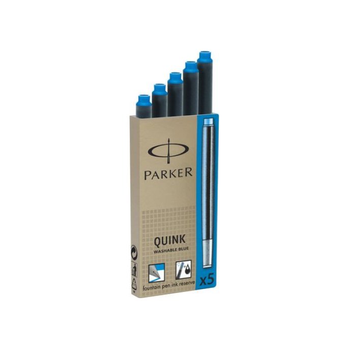 PARKER Quink Vulpen Inktpatroon Uitwasbaar Blauw (pak 5 stuks)