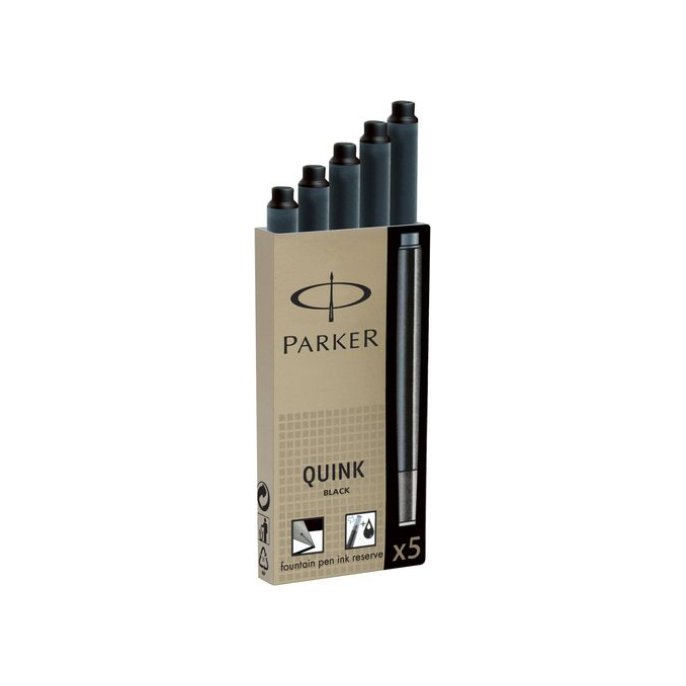 PARKER Quink Vulpen Inktpatroon Zwart (pak 5 stuks)