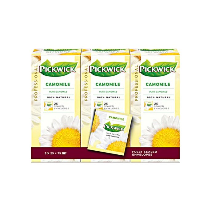 PICKWICK Professional Camomile / Kamille Theezakjes Cafeïnevrij 38 g (pak 75 stuks)