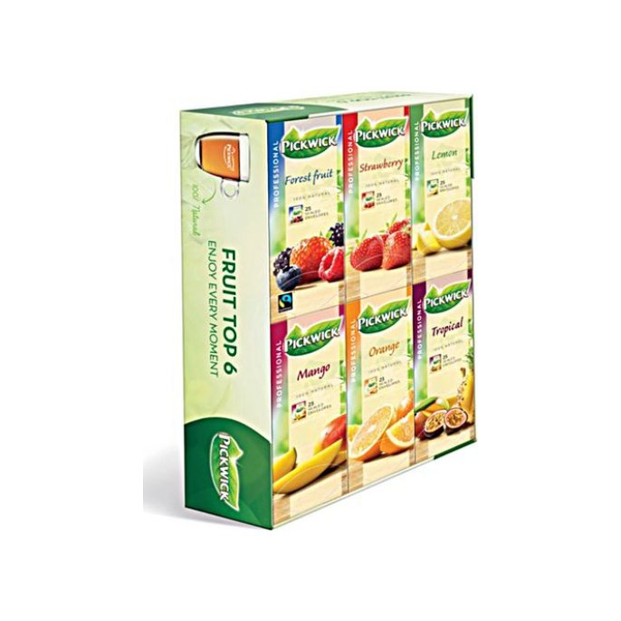 PICKWICK Professional Fruit Top 6 Theezakjes 6 verschillende smaken (doos 150 stuks)