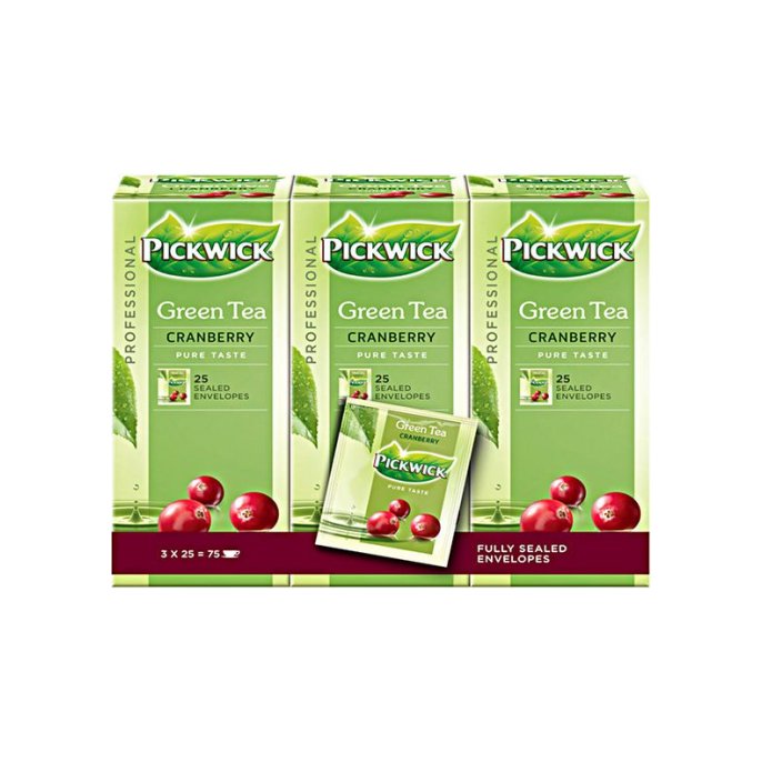 PICKWICK Professional Green Tea Cranberry Theezakjes 38 g (pak 75 stuks)