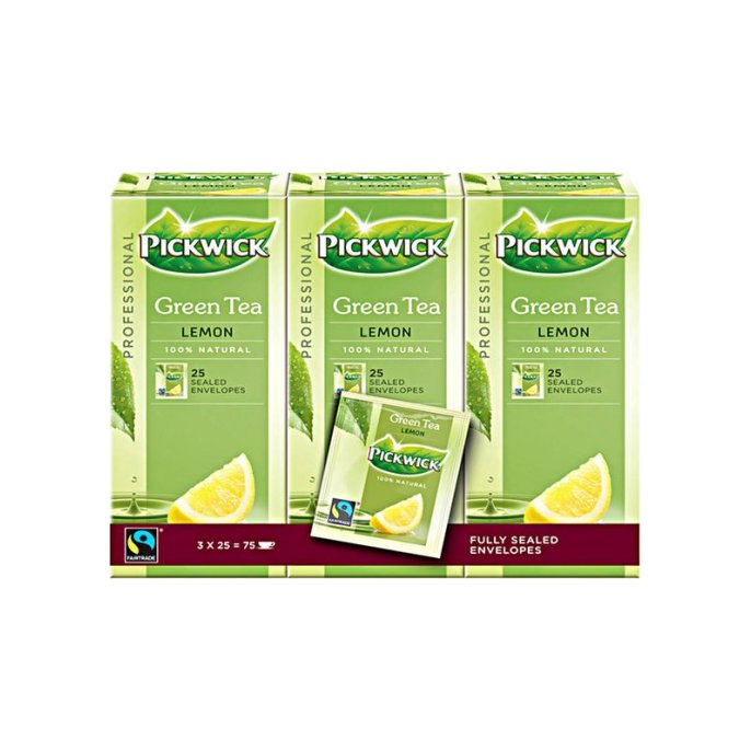 PICKWICK Professional Green Tea Lemon Theezakjes 50 g (pak 75 stuks)