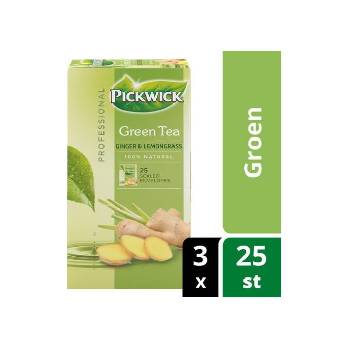 PICKWICK Professional Groene Thee Gember en Citroengras Theezakjes (pak 75 stuks)