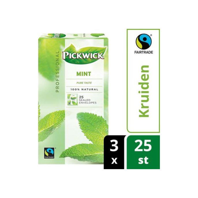 PICKWICK Professional Mint Theezakjes Cafeïnevrij 38 g (pak 75 stuks)